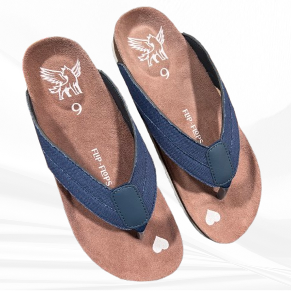 Denim Upper, Chocolate Suede Footbed – weddings and festivals comfort footwear