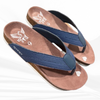 Denim Upper, Chocolate Suede Footbed – Stylish Summer spring fall sandals soft suede