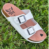 White - Chloe Hippie Sandals Boho Beautiful Suede and White Cowhide