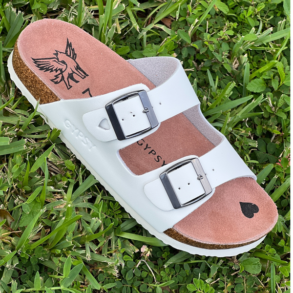 White - Chloe Hippie Sandals Boho Beautiful Suede and White Cowhide