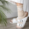 Wool Hiking Socks Shown In Chloe Sandals gypsy footwear