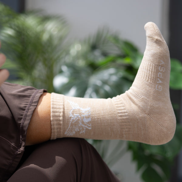 perfect fit side view khaki chaos woolees socks