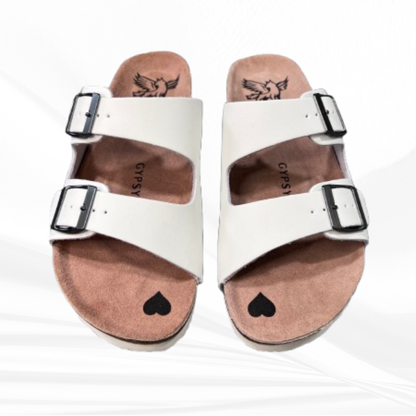White - custom made sandals cowhide and suede