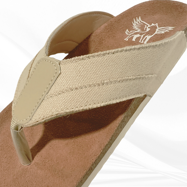 Canvas Upper, Chocolate Suede Footbed -cork cushion with suede footbed heel and arch support